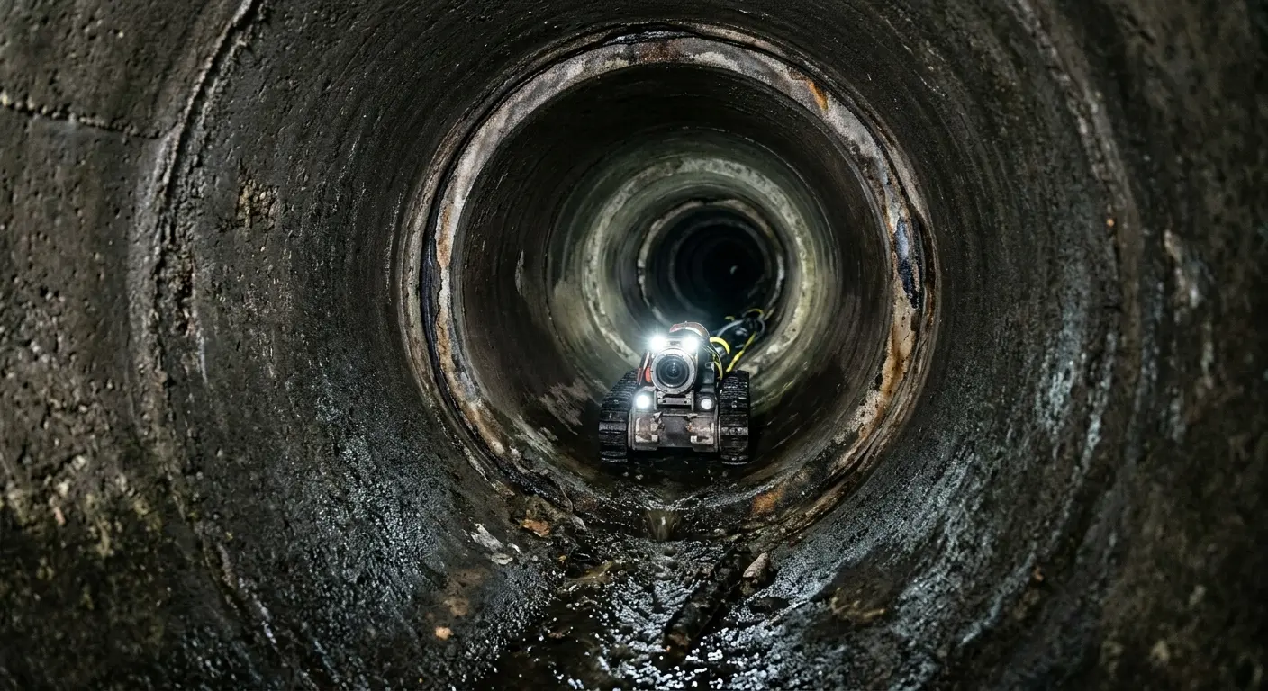 Robotic sewer camera inspecting pipe interior for Drain Snake Service in Florin